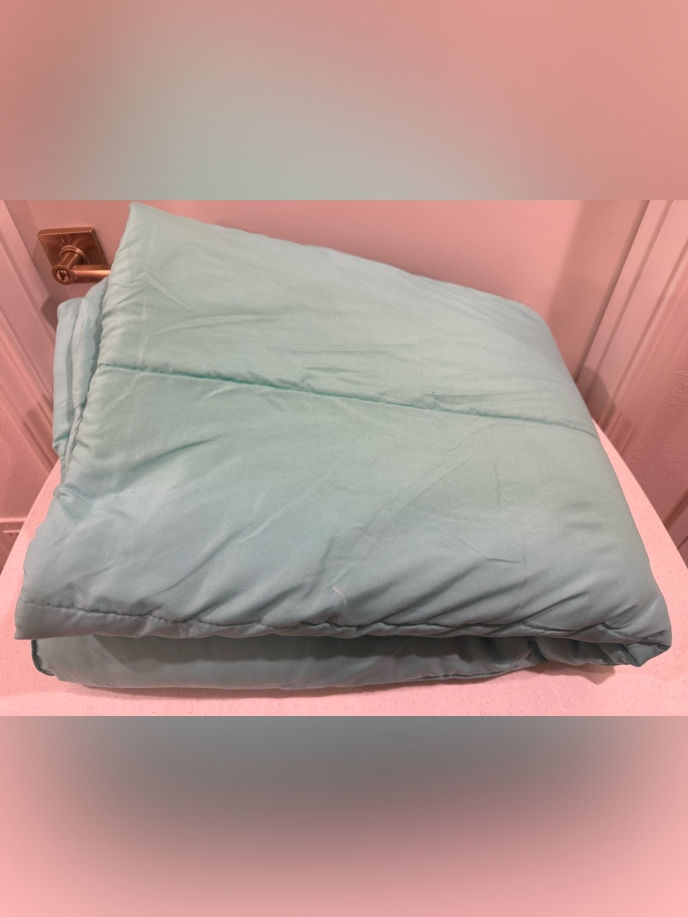 Aqua & Gray Reversible Twin Comforter ~ Excellent Condition